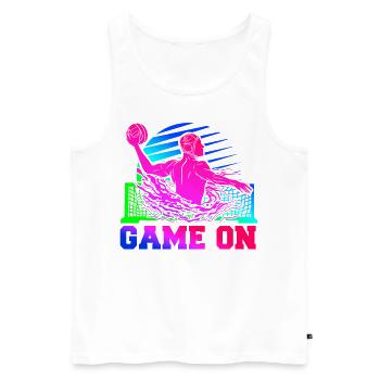 Water Polo Retro 80s 90s Game On - Men's Premium Organic Tank Top - white - Front - Michal (187cm)