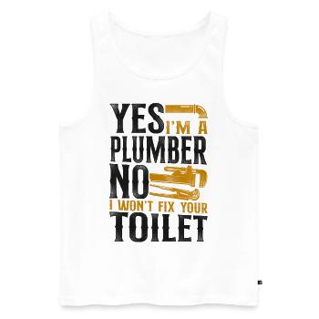 Plombier Plombier Vintage Oui je suis - Débardeur bio Premium Homme - blanc - Devant - Michal (187cm)