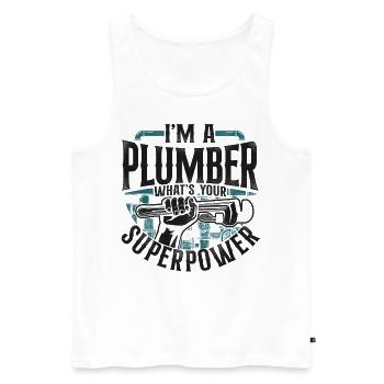 Plombier de plomberie vintage Je suis un - Débardeur bio Premium Homme - blanc - Devant - Michal (187cm)