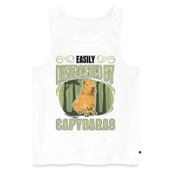 Easily distracted by Capybaras - Männer Premium Bio Tank Top - Weiß - Vorne - Michal (187cm)