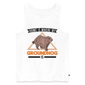 Groundhog Home Groundhog Day Marmot - Men's Premium Organic Tank Top - white - Front - AI Model Male 178 light (178cm)