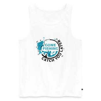 Gone Fishing Rod Fisher Fish Fisherman Fishing - Men's Premium Organic Tank Top - white - Front - Michal (187cm)