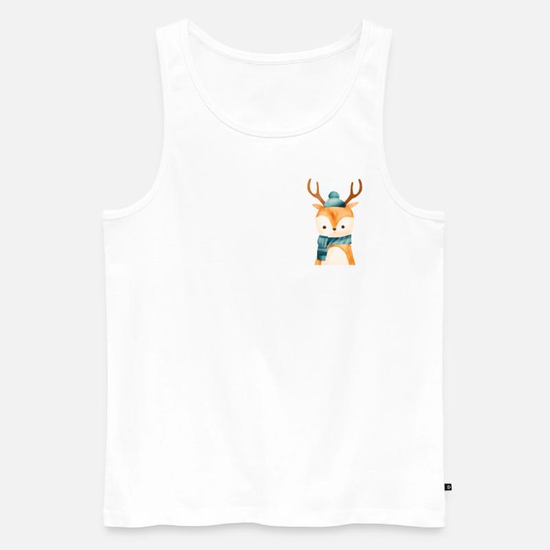 Hirsch Brusttasche - Männer Premium Bio Tank Top - Weiß