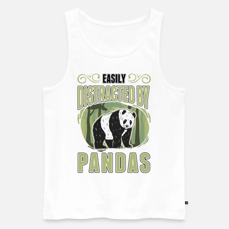 Easily distracted by Pandas - Männer Premium Bio Tank Top - Weiß