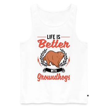 Das Leben ist besser mit einem Murmeltier - Männer Premium Bio Tank Top - Weiß - Vorne - Michal (187cm)