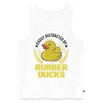 Facilement distrait par Rubber Ducks Rubber Duck - Débardeur bio Premium Homme - blanc - Devant - AI Model Male 178 light (178cm)