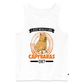 Ich mag einfach Capybaras Wasserschwein - Männer Premium Bio Tank Top - Weiß - Vorne - Michal (187cm)