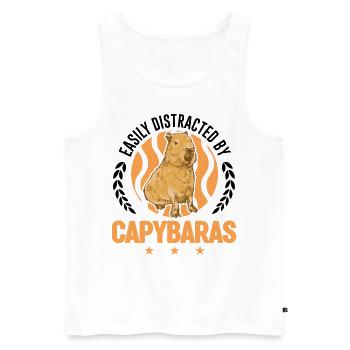 Easily distracted by Capybaras - Männer Premium Bio Tank Top - Weiß - Vorne - Michal (187cm)