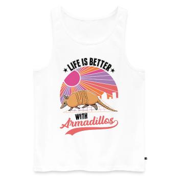 Life is better with Armadillo's armadillo - Men's Premium Organic Tank Top - white - Front - AI Model Male 178 light (178cm)