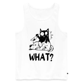Quoi? Chat noir meurtrier avec couteau - Débardeur bio Premium Homme - blanc - Devant - AI Model Male 178 light (178cm)