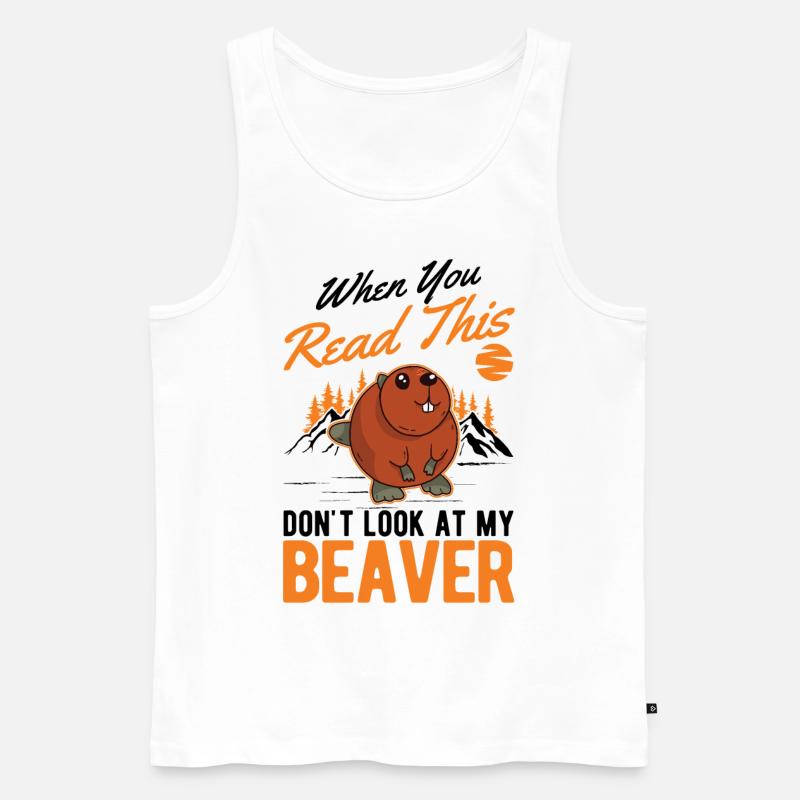 Biber Biberdamm Geschenk Beaver - Männer Premium Bio Tank Top - Weiß