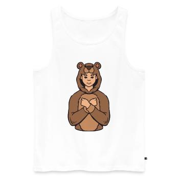 Bear Animal ASL Hand Gesture Sign Language Boy - Men's Premium Organic Tank Top - white - Front - Michal (187cm)