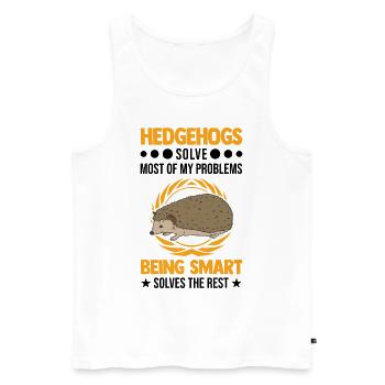 Igel Geschenk Stacheligel - Männer Premium Bio Tank Top - Weiß - Vorne - Michal (187cm)