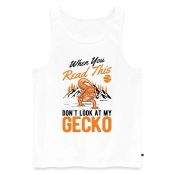 Gecko Geschenk Leopardgecko - Männer Premium Bio Tank Top - Weiß - Vorne - Michal (187cm)
