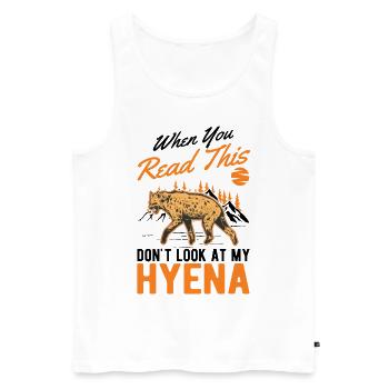Hyäne Geschenk Erdwolf Hyena - Männer Premium Bio Tank Top - Weiß - Vorne - AI Model Male 178 light (178cm)