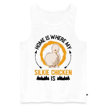 La maison est l’endroit où se trouve mon poulet en soie - Débardeur bio Premium Homme - blanc - Devant - Michal (187cm)