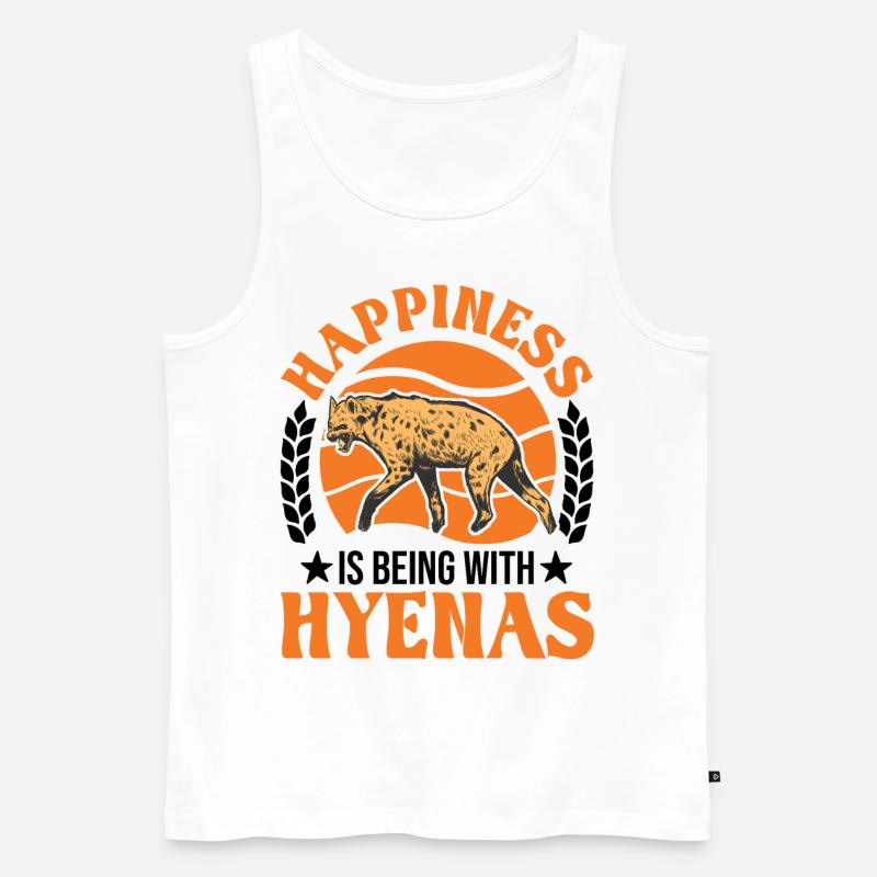 Hyäne Glück Erdwolf Hyena - Männer Premium Bio Tank Top - Weiß