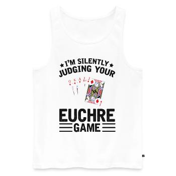 Jugez votre jeu Euchre - - Débardeur bio Premium Homme - blanc - Devant - Michal (187cm)