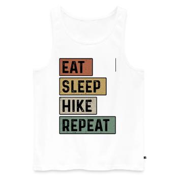 Eat Sleep Hike Repeat Trekking Mountaineering Hiki - Männer Premium Bio Tank Top - Weiß - Vorne - Michal (187cm)