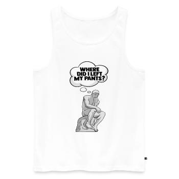 Thinker Statue Pants Design for a - Men's Premium Organic Tank Top - white - Front - Michal (187cm)