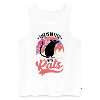 Das Leben ist besser mit Ratten - Männer Premium Bio Tank Top - Weiß - Vorne - AI Model Male 178 light (178cm)