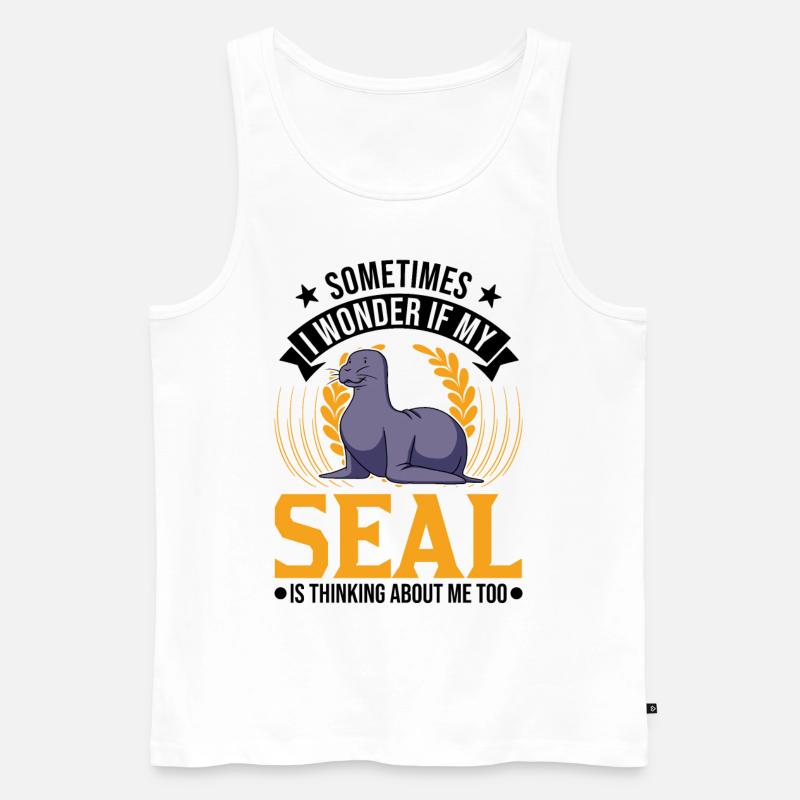 Robbe Geschenk Seehund Seelöwe - Männer Premium Bio Tank Top - Weiß