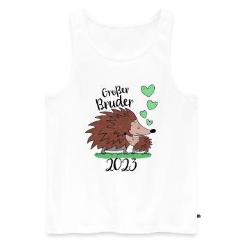 Großer Bruder 2023 - Süße Igel Geschenk Idee - Männer Premium Bio Tank Top - Weiß - Vorne - Michal (187cm)