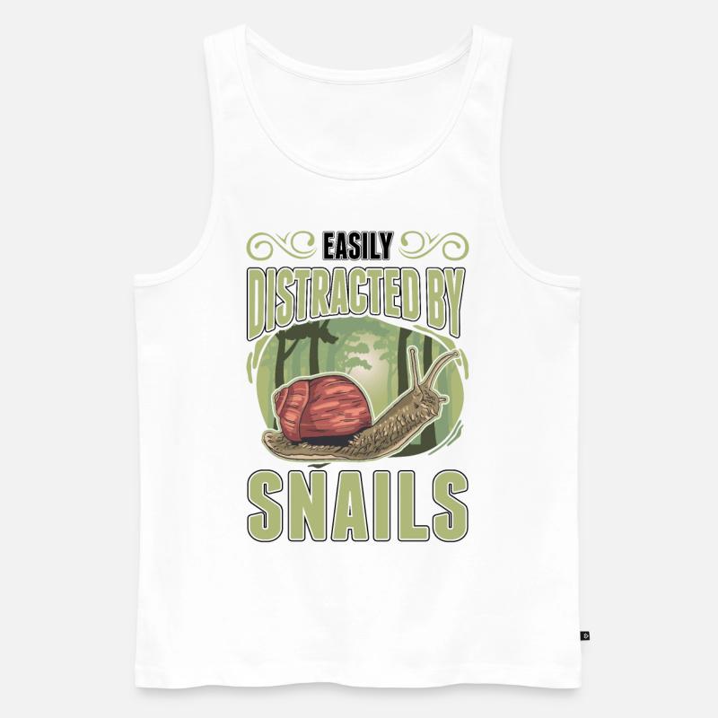 Easily distracted by Snails Schnecke - Männer Premium Bio Tank Top - Weiß