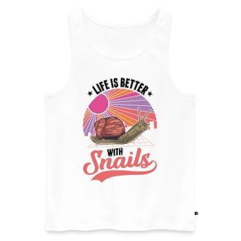 Life is better with a snail - Men's Premium Organic Tank Top - white - Front - Michal (187cm)