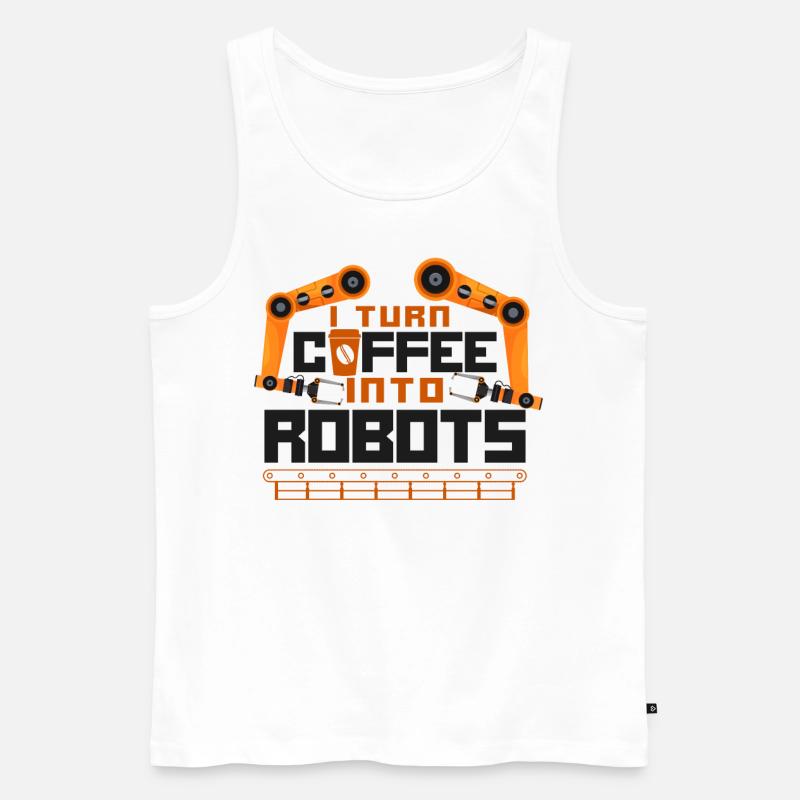 Robot Robotics Engineer Coffee - Männer Premium Bio Tank Top - Weiß