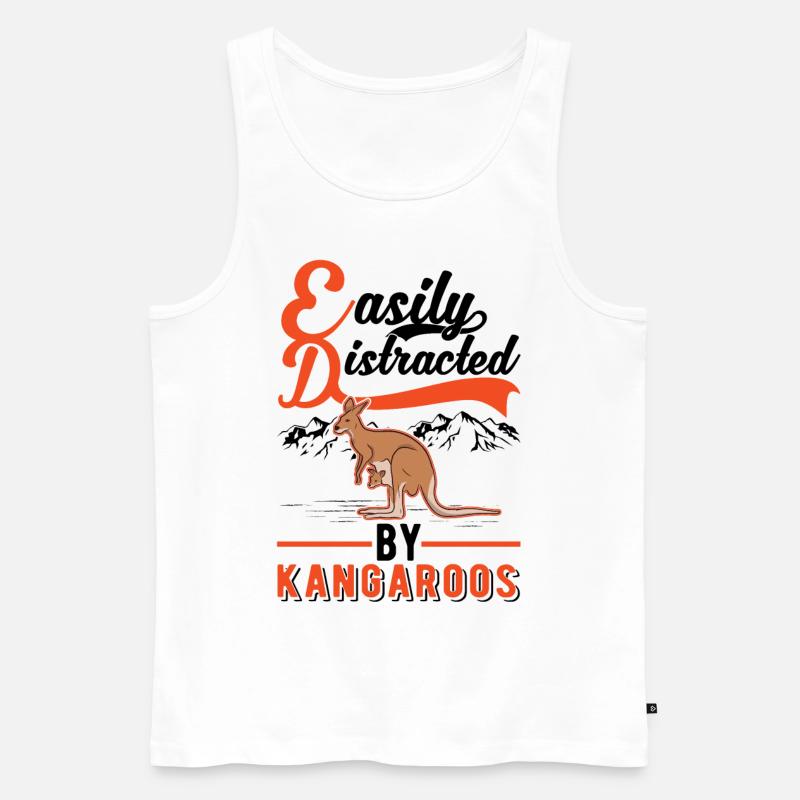 Easily distracted by Kangaroos Känguru - Männer Premium Bio Tank Top - Weiß