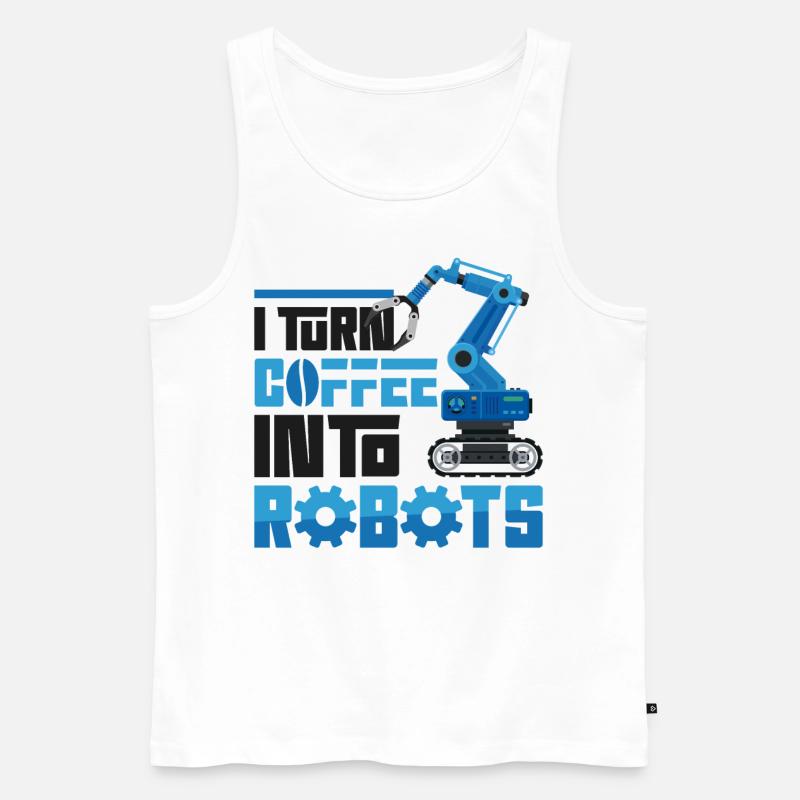 Robot Robotics Engineer Coffee I - Men's Premium Organic Tank Top - white