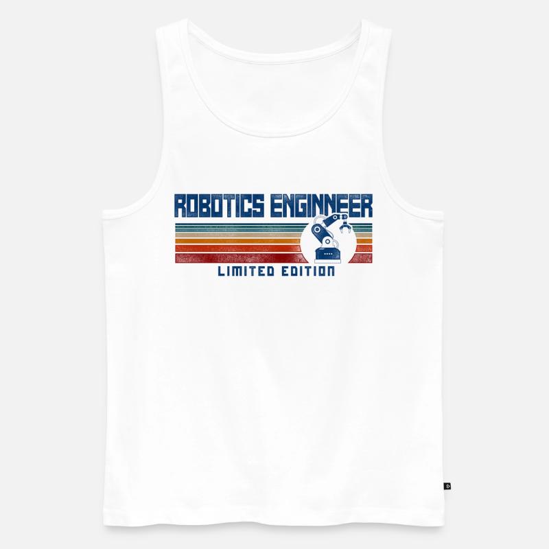 Robot Robotics Engineer Retro - Men's Premium Organic Tank Top - white
