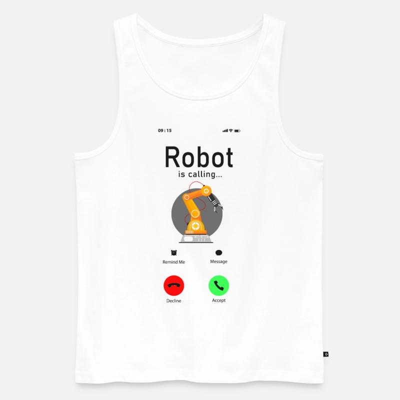 Robot Robotics Engineer Phone - Men's Premium Organic Tank Top - white