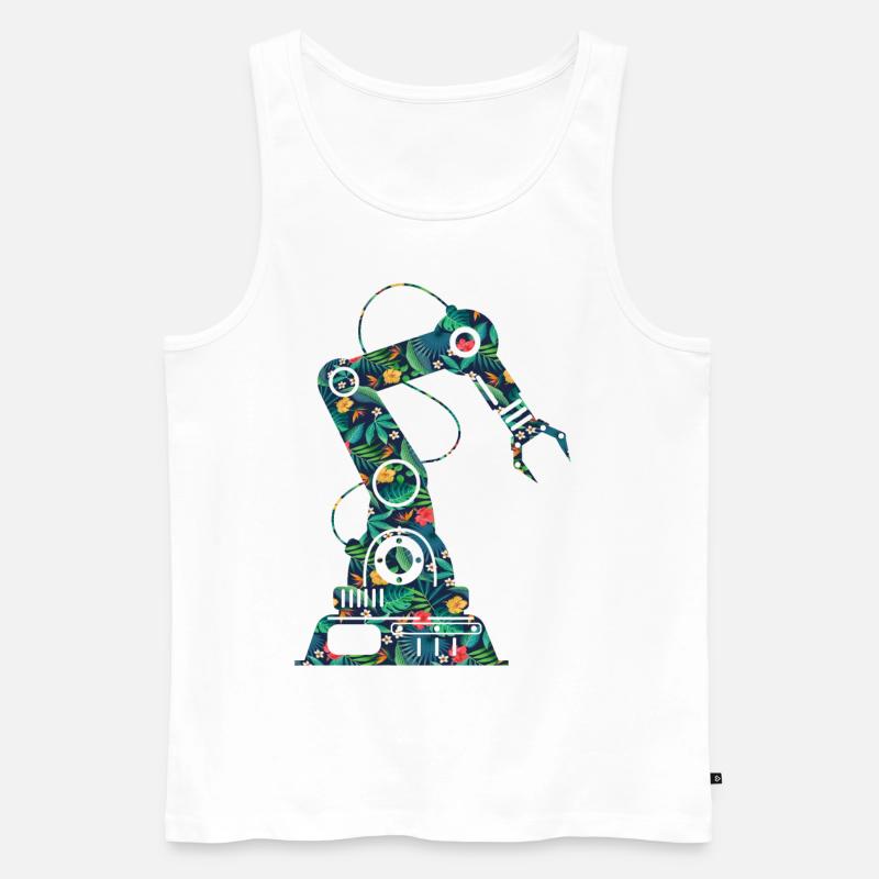 Robot Robotics Engineer Flower - Männer Premium Bio Tank Top - Weiß