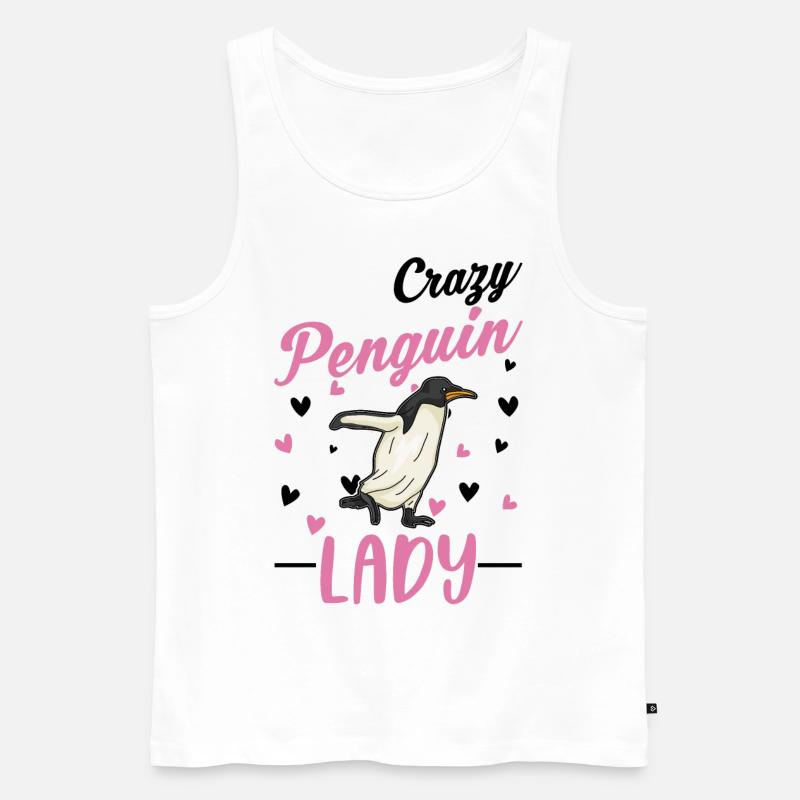 Crazy Penguin lady Pinguin - Männer Premium Bio Tank Top - Weiß