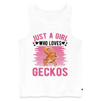 Gecko Mädchen Leopardengecko - Männer Premium Bio Tank Top - Weiß - Vorne - AI Model Male 178 light (178cm)