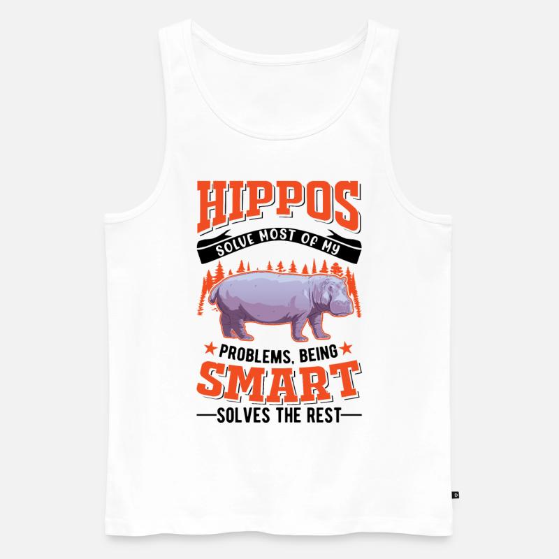 Nilpferd Geschenk Hippo Flusspferd - Männer Premium Bio Tank Top - Weiß