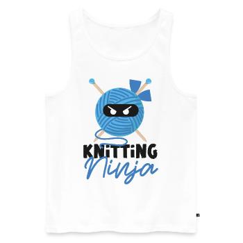 Knitting Knitter Ninja Knitting - Männer Premium Bio Tank Top - Weiß - Vorne - Michal (187cm)