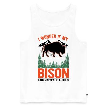 Buffalo Gift Bison Buffallo Buffle d’eau - Débardeur bio Premium Homme - blanc - Devant - Michal (187cm)