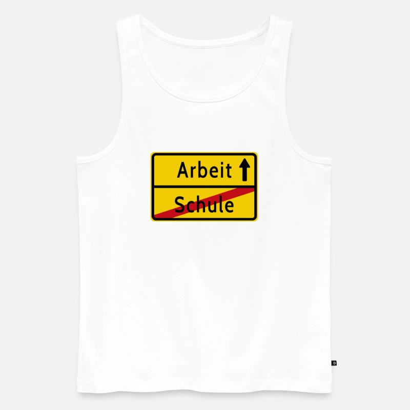Schule Arbeit Ortsschild - Männer Premium Bio Tank Top - Weiß