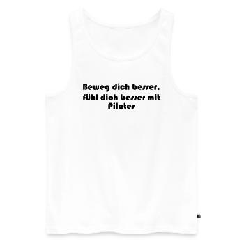 Pilates - Beweg dich besser, fühl dich besser mit - Männer Premium Bio Tank Top - Weiß - Vorne - AI Model Male 178 light (178cm)