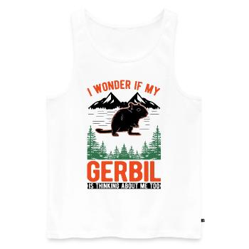 Gerbille Cadeau Rat de course mongol Gerbille - Débardeur bio Premium Homme - blanc - Devant - Michal (187cm)