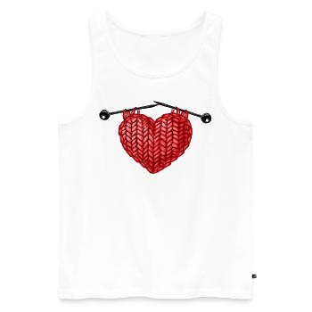 Knitting Wrinkled Heart Knitting - Men's Premium Organic Tank Top - white - Front - Michal (187cm)