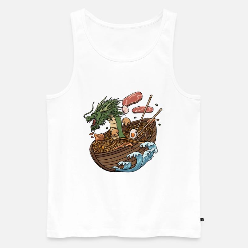 Ramen- und Drachenboot Design - Männer Premium Bio Tank Top - Weiß