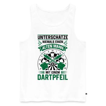 Unterschätze Niemals Einen Mit Einem Dartpfeil Dar - Männer Premium Bio Tank Top - Weiß - Vorne - Michal (187cm)