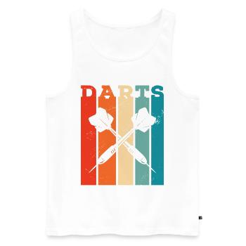 Retro Graphic Dart Player Darts Dartboard Bullseye - Men's Premium Organic Tank Top - white - Front - Michal (187cm)