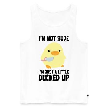 Ducked Up - Canard au couteau Ente mit Messer - Débardeur bio Premium Homme - blanc - Devant - Michal (187cm)