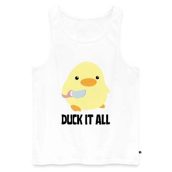 Duck It All - Duck with knife Ente mit Messer - Männer Premium Bio Tank Top - Weiß - Vorne - Michal (187cm)