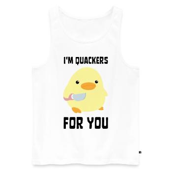I'm Quackers For You - Funny Duck with knife Meme - Men's Premium Organic Tank Top - white - Front - AI Model Male 178 light (178cm)
